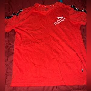 Puma Red Short Sleeve Logo Tee with White Branding